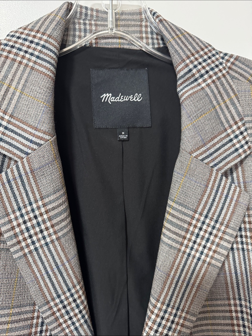 Madewell Gray and Brown Plaid Double-Breasted Blazer - Picture 2 of 3